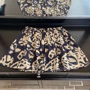100% silk Madewell pleated patterned skirt